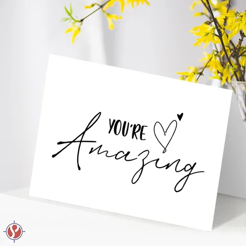 Miniatura 4 de Tarjetas de felicitación y sobres "You're Amazing" – Elegantes saludos plegables de agradecimiento, aliento y agradecimiento para amigos
