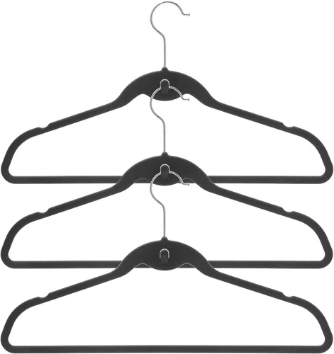 Cascade perchas con ganchos giratorios, de acero, diseño delgado y resistente que ahorra espacio, Plástico, Negro, 17.5 pulgadas