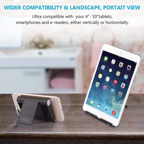 Miniatura 6 de COOLOO - Soporte de escritorio ajustable multiángulo para teléfonos inteligentes, tabletas y lectores electrónicos, compatible con iPhone, iPad