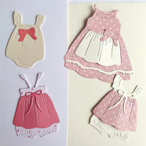 Miniatura 8 de Troqueles de corte para ropa de bebé niña para hacer tarjetas, troqueles de papel de metal para álbumes de recortes, suministros de fabricación de 01