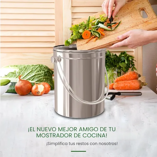 Miniatura 5 de Utopia Kitchen contenedor de compost para interior, compostaje sin olor con filtro de carbón, compostador grande de acero inoxidable de 1.3 galones