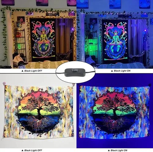 Miniatura 9 de Paquete de 2 luces negras de 300W con 336 LEDs, lámpara UV de luz negra para fiestas fluorescentes, 395nm, accesorio de luz negra IP65