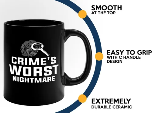 Miniatura 5 de Taza de café detective de 11 onzas, color negro, crimes peor pesadilla, oficial de policía, patrulla policial, detective, policía, policía, policía