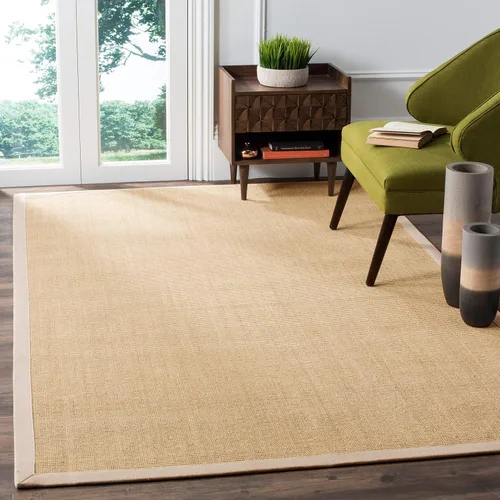 Miniatura 31 de Alfombra de sisal Safavieh, de color maíz y negro, tejida a mano, de la colección de fibras naturales; 5 x 8 pulgadas, NF441A, Tela, Gris / Gris