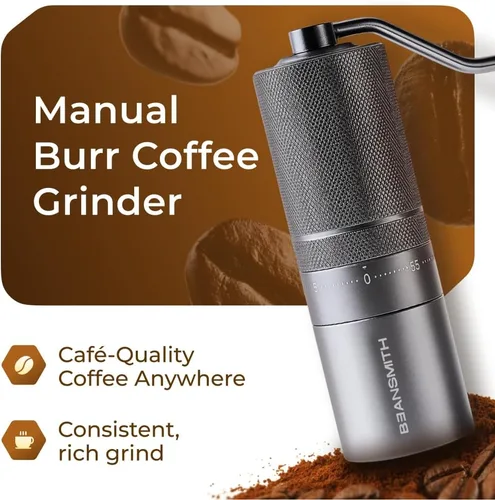 Miniatura 2 de Molinillo de café manual M1 – Fresa cónica de acero inoxidable de 7 estrellas, ajuste externo de 60 clics, capacidad de 1.06 oz: molinillo