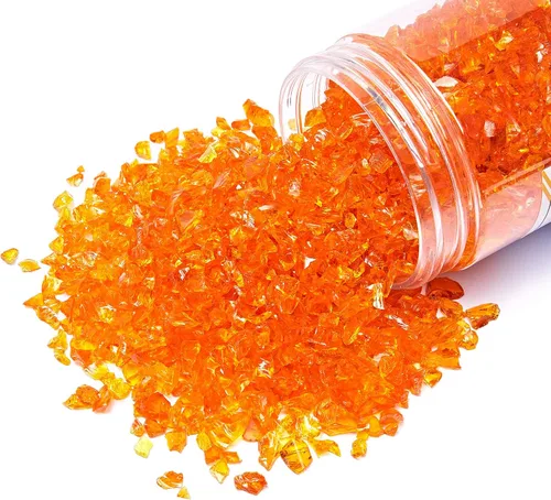 Miniatura 11 de TWINKLING Purpurina de Vidrio Triturado de Alto Brillo, Vidrio Roto, Piedras de Cristal de Fuego para Chimenea, Arte de Resina DIY, Manualidades