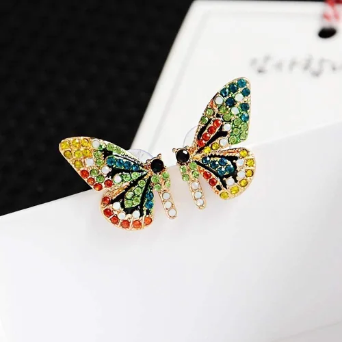 Miniatura 5 de ShiYsRL - Juego de pendientes de perlas de cristal para mujer, diseño de mariposas, multicolor