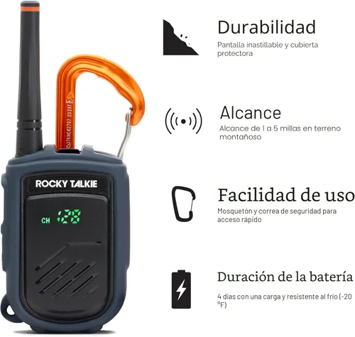 Miniatura 2 de Rocky Talkie Rocky Talkie Radio de Montaña con Micrófono de Mano Impermeable - Walkie Talkie de Largo Alcance, Radio Portátil FRS, Vida de Batería