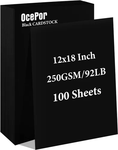 Miniatura 31 de OcePor 100 hojas de cartulina negra de 8.5 x 11 pulgadas, cartulina negra de 92 libras/250gsm, papel grueso de cartulina, papel pesado de cartulina