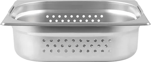 Miniatura 10 de Restaurantware Met Lux - Bandeja perforada para mesa de vapor, tamaño medio, 4 pulgadas de profundidad, asas plegables, antiatascos, acero