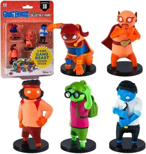 Figuras de acción de Gang Beasts | Paquete de cinco | Figuras de 2.5 pulgadas para niños. Juguetes de superhéroe para niños y niñas. Colecciona 16