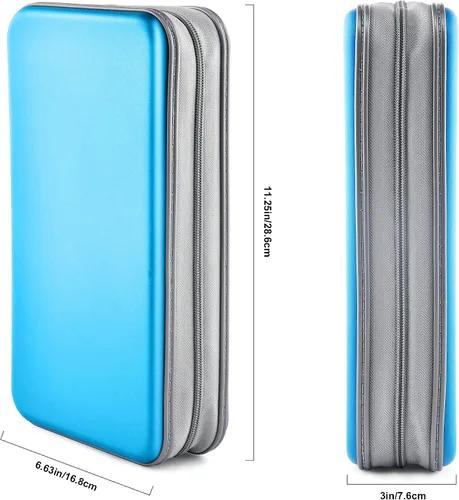 Miniatura 6 de Funda para CD, 80 de capacidad, DVD, VCD, multimedia, Blu-ray, soporte para cartera, organizador de almacenamiento (azul cielo)