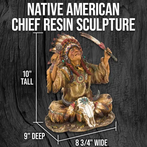 Miniatura 2 de United Cutlery Escultura de resina del jefe nativo americano, hermosa decoración para el hogar, detalles exquisitos, cultura india de llanuras
