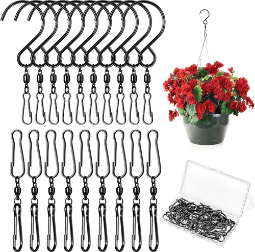 Jetec 30 ganchos giratorios giratorios de viento de 360 grados, doble hilado, suministros de campanilla, ganchos giratorios para colgar con caja de