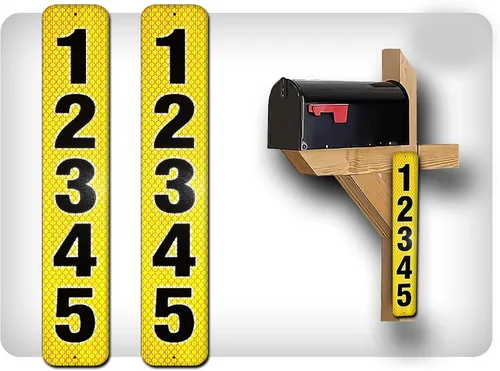 Miniatura 14 de Curb N Sign - Placas de números para buzón – 3 x 10 pulgadas hechas de aluminio reflectante de alta calidad – Números de buzón súper reflectantes
