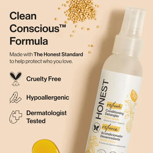Miniatura 5 de The Honest Company - Espray acondicionador desenredante, naranja dulce con aroma a vainilla Acondicionador ligero sin enjuague y espray