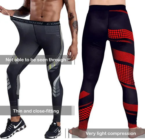 Miniatura 3 de OEBLD Pantalones de compresión para hombre con bloqueo UV, mallas para correr, paquete de 1 o 2 leggings para gimnasio y yoga para entrenamiento