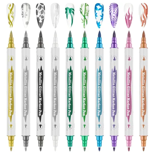 Miniatura 15 de 1 unidad de lápices blancos para arte de uñas, Kalolary 0.5mm marcadores de arte de uñas, punto de grafiti, lápiz de puntos, pincel de dibujo