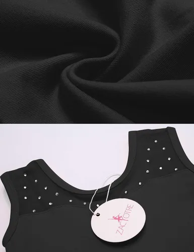Miniatura 6 de Zaclotre Leotardos de ballet para niñas, vestido de baile de malla sin mangas brillante, tutú para bailarina para niños