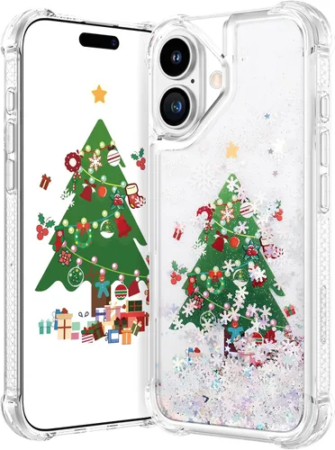 Miniatura 20 de Maxdara Funda de Navidad para iPhone 11, diseño de muñeco de nieve con purpurina líquida brillante cubierta bonita para niñas y niños, 6.1 pulgadas