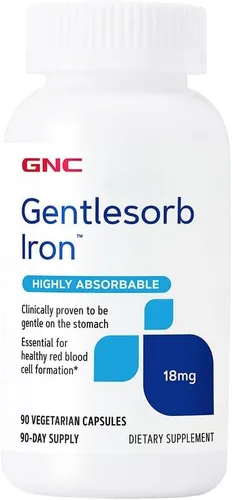 GNC Suplemento de hierro Gentlesorb de 18 mg, apoya la formación saludable de glóbulos rojos, 90 porciones