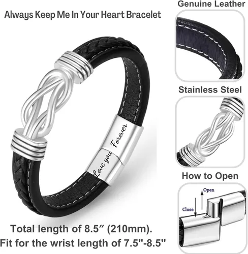 Miniatura 4 de Coolvy Pulsera con texto en inglés "To My Man Straighten Your Crown" para marido, novio, pulseras de cuero trenzado para hombre, San Valentín