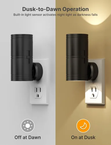 Miniatura 2 de Likelgn Luz nocturna enchufable a la pared, paquete de 2 luces LED regulables con sensor de atardecer a amanecer, brillo blanco suave, para pasillo