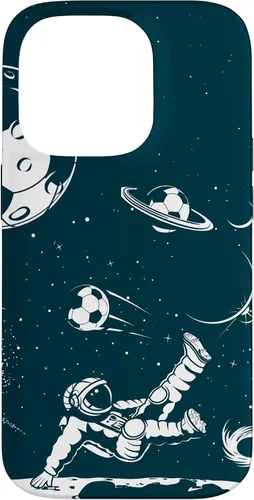 Miniatura 17 de Funda para iPhone 16 para teléfono de fútbol, amante del fútbol, jugador de fútbol espacial, funda de astronauta