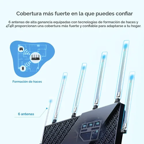 Miniatura 4 de TP-Link AX5400 WiFi 6 Router (Archer AX73) - Router de Internet inalámbrico Gigabit de doble banda para transmisión, cobertura de largo alcance
