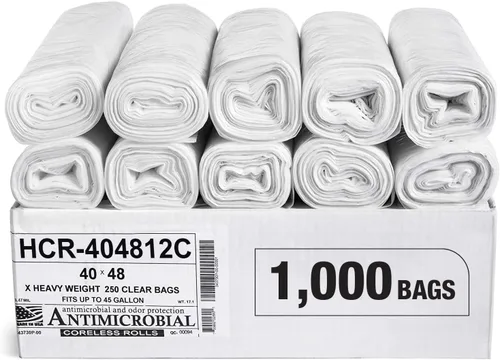 Miniatura 14 de Aluf Plastics Bolsas de basura de alta densidad, 10 galones, 1000 unidades, 6 micrones (eq), 24" x 24", transparentes, para baño, oficina