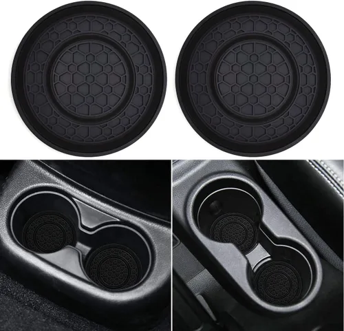 Auprite Portavasos para automóvil, paquete de 2 posavasos universales antideslizantes para automóvil, accesorios para el interior del automóvil Negro