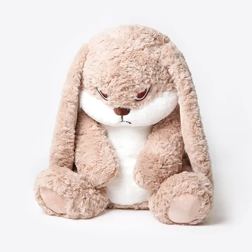 ZEIO Grumpy Bunny - Peluche de conejo de peluche de 15.7 pulgadas con orejas flexibles, juguetes de peluche suaves para abrazar, perfecto para un