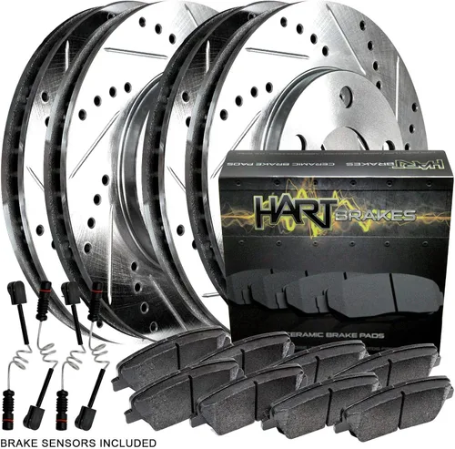 Miniatura 14 de Hart Brakes Kit de frenos y rotores traseros delanteros Pastillas de freno delanteras y traseras Rotores y pastillas de freno Pastillas