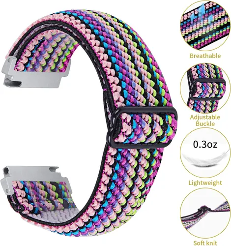 Miniatura 2 de RuenTech Correa elástica para reloj compatible con Amazfit Bip 3/Bip 3 Pro/Bip Lite/Bip S/Bip U/Pop, correas ajustables de nailon elástico de 0.787