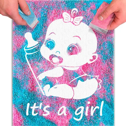 Miniatura 17 de FETTIPOP Lienzo de arte mágico, exponiendo arte de arena (revelación de género - It's a Girl - Glitter) - Anuncio sorpresa de embarazo de baby
