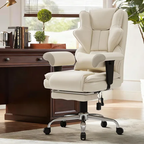Miniatura 8 de Silla de Oficina de Masaje de 7 Puntos, Silla Gerencial Calefaccionada, Silla Ejecutiva Ergonómica con Reposapiés, Reposabrazos Ajustable, Silla