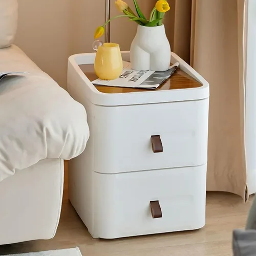 Moderna Mesita De Noche Dormitorio, Mesita De Noche De Plástico, Mesas Laterales Dormitorio, Material PP (Color : 2 Capas, Tamaño: 35.5cm/13.9in)