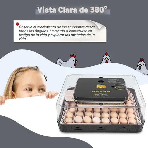 Miniatura 8 de Sailnovo Incubadora de 56 huevos para incubar huevos con giro automático de huevos y humidificación automática, control de temperatura, ovoscopio