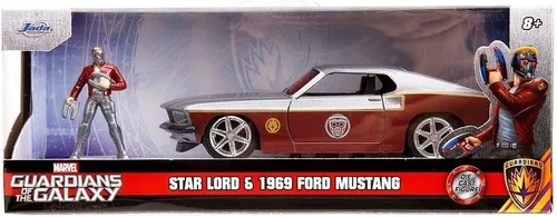 Miniatura 4 de Jada Marvel Guardians of The Galaxy 1:32 1969 Ford Mustang - Coche fundido a presión y figura de Starlord de 1.65 pulgadas, juguetes para niños