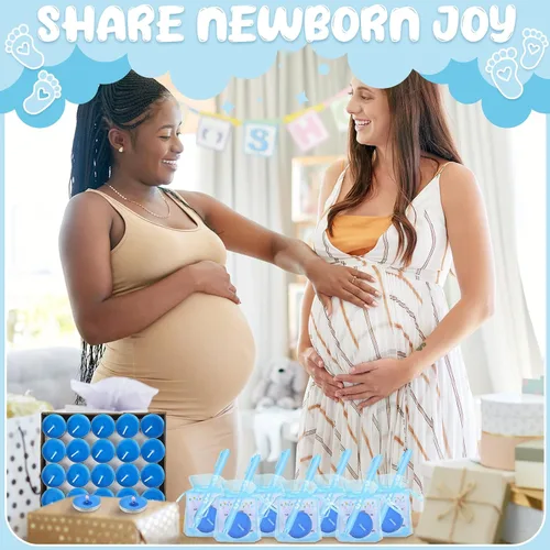 Miniatura 4 de Ctosree 100 juegos de regalos de baby shower para invitados, 100 velas de baby shower, 100 etiquetas de agradecimiento, 100 bolsas de regalo