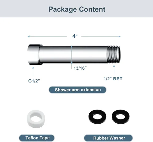 Miniatura 7 de BRIGHT SHOWERS Extensor de brazo de ducha para lluvia y cabezal de ducha de mano, brazo de extensión de cabezal de ducha de 4 pulgadas, extensión