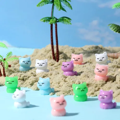 Miniatura 7 de 50 piezas de mini gatos de resina, figuras de gato en miniatura, lindas figuras de gatos pequeños, pequeños animales de resina, gatos, manualidades