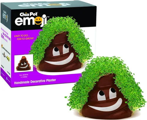 Miniatura 10 de Chia Pet Emoji Winky con paquete de semillas, maceta decorativa de cerámica, fácil de hacer y divertido de cultivar, regalo novedoso, perfecto