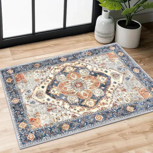 Miniatura 157 de SIILOOM Alfombra lavable de 2 x 3 pies, alfombra suave color taupe ceniza para entrada, tapete antideslizante para puerta de interior, tapete