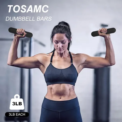 Miniatura 4 de Barras de pesas de mano para mujer, juego de 2 o 1 anillo de pesas rusas de 3 libras para caminar, entrenamiento, pilates, entrenamiento de fuerza