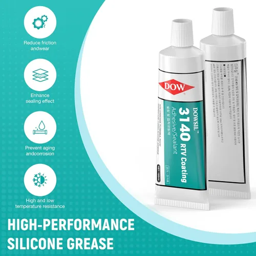 Miniatura 2 de 3140 RTV Sellador de silicona de tubo de 1.8 onzas/adhesivo resistente a altas temperaturas, impermeable, aislante para reparación de sellos
