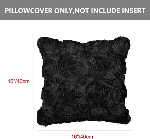 Miniatura 4 de PiccoCasa 2 fundas de almohada con diseño de flores 3D, románticas fundas de cojín decorativas de satén, funda de almohada con rosas estéreas