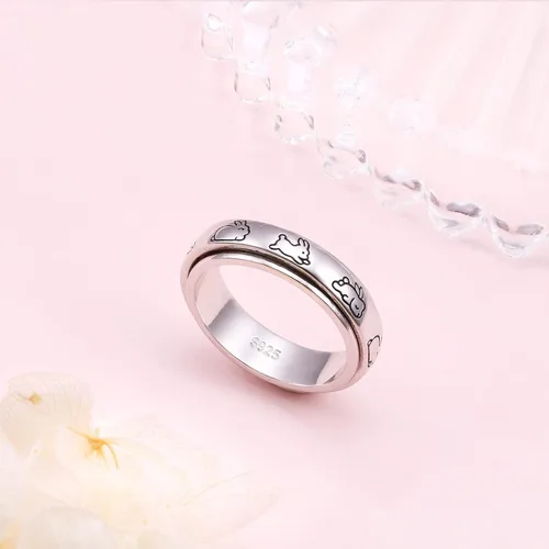 Miniatura 4 de Anillos giratorios de plata de ley S925 para ansiedad, preocupación, aliviar el aburrimiento, TDAH, autismo, banda para mujeres y adolescentes