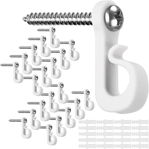 Miniatura 15 de SELEWARE Q - Ganchos para colgar luces de cadena, Navidad con tornillo, ganchos para interiores y exteriores, clips para colgar luces de hadas