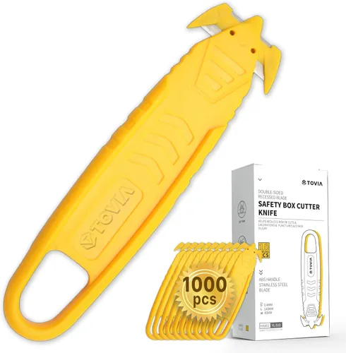 Miniatura 21 de T TOVIA Cuchillo Cortador de Cajas de Seguridad de Hoja de Acero Inoxidable Empotrada Oculta, Abridor de Paquetes Cortador de Plástico para Caja